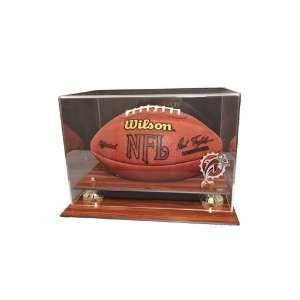 Miami Dolphins Wood Finished Acrylic with Gold Risers Football Display 