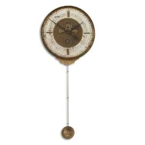   Weathered Cream Chronograph Style Pendulum Wall Clock
