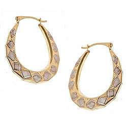 14k Yellow and White Gold Hoop Earrings  