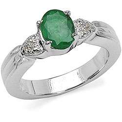 Sterling Silver Emerald and White Topaz Ring  