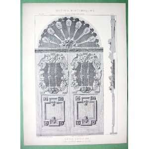   Carved Door Style of King Louis XIII   SCARCE Vintage Lithograph Print
