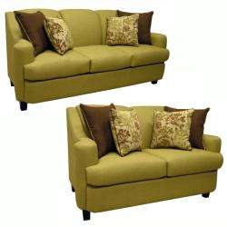 Lansing Lime Green Fabric Sofa and Loveseat  