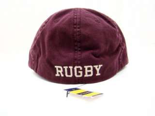 Nwt Rugby Ralph Lauren Burgundy Fitted R Leather Baseball Cap Hat 