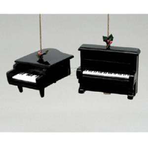  FULL ROUND RESIN BLACK PIANO & BABY GRAND PIANO ORNAMENTS 