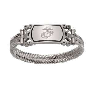   Steel Womans US Marine Corps Bracelet with Embossed Emblem Jewelry