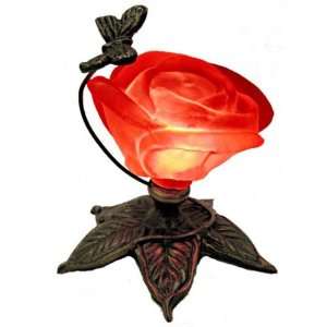    Pretty Red Rose with a Butterfly Table Lamp  1442