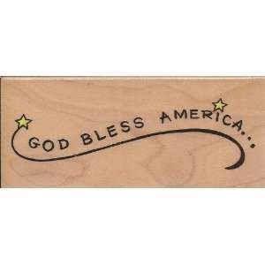  God Bless America Wood Mounted Rubber Stamp (N091) Arts 