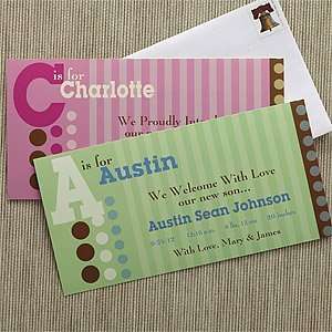  Personalized Birth Announcements   Alphabet Name Health 