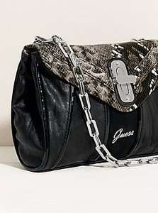 NWT GUESS MYTHE Clutch Soft weathered vinyl black multi VERY CUTE 