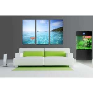   with 3 panels leaf on ocean decoration Canvas photo 