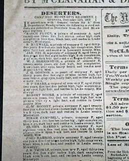   Jackson Civil War Battle of VICKSBURG MS Memphis TN Newspaper  