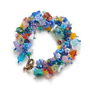 Bracelet bead kit Bloomin Mad Pressed glass flowers galore Fringe 