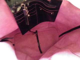 Makowsky Soft Black & Pink Leather Shopper Shoulder Tote Bag  