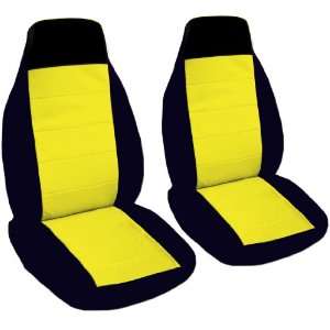  2 black and yellow seat covers for a 2006 Volkswagen Beetle 