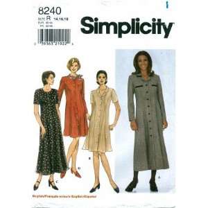  Simplicity 8240 Sewing Pattern Misses Flared Dress Size 14 