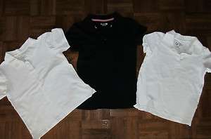 Lot of 3 Girls GAP White Navy Polo Uniform Shirts 10/12  