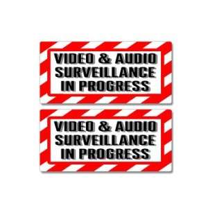 Video & Audio Surveillance In Progress Sign   Alert Warning   Set of 2 