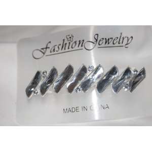   Bars with Rhinestones 3.25 Silver French Clip Barrette Beauty
