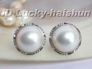 AAA Genuine natural white South Sea Mabe Pearls Earring  