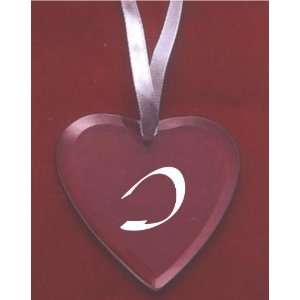  Glass Heart Ornament with the letter I 
