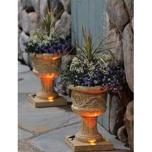    Solar Powered Large Lighted Urn Style Planter 