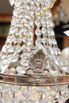 French Silver Plate Cut Glass Chandelier  