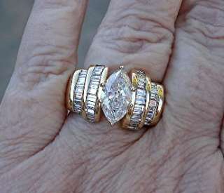 Gigantic 3+ ct. Marquise Diamond Solitaire Ring 14K  