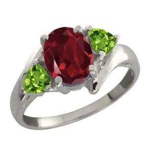  1.92 Ct Oval Red Rhodolite Garnet and Green Peridot 