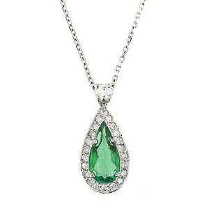  1.77 ct White Gold Emerald & Diamond Pendant 14 K Jewelry
