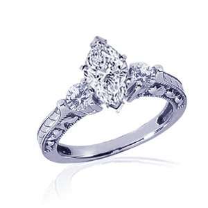  1.45 Ct Marquise Cut 3 Stone Diamond Engagement Ring SI 