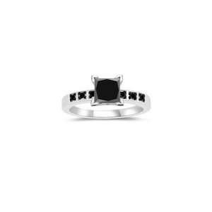  1.08 1.58 Cts Black Diamond Engagement Ring in 14K White 