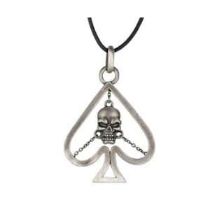 Spade Skull Pendant   Collectible Medallion Necklace Accessory Jewelry