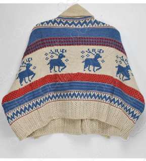 COOL Cotton Blend Women Loose Style Cloak Knitting Cape Batwing Coat 