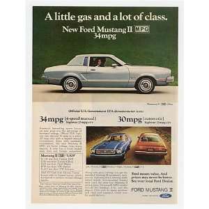  1975 Silver Ford Mustang II MPG Ghia Print Ad (22062 