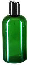   Lot 6  Green Plastic Boston Round Bottles 8 oz + Black Dispensing Caps
