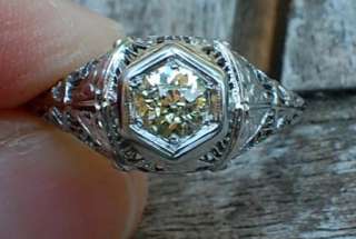 14k white gold oec old european cut diamond antique filigree ring 