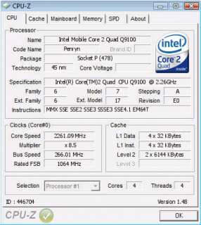 New Intel Core2 Quad Mobile Q9100 2.23GHz 1066FSB 12M  