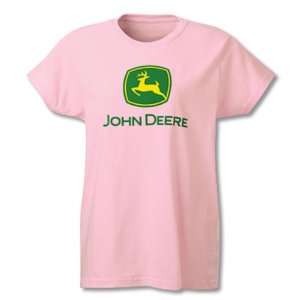  John Deere Ladies Pink Trademark T Shirt   JD03002