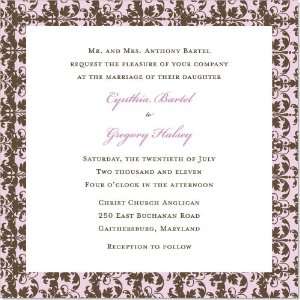 Brown Damask With Pink Border Square Invitations Health 