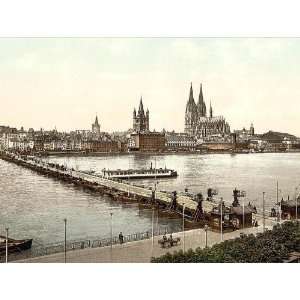 Vintage Travel Poster   General view Cologne the Rhine Germany 24 X 18 