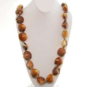    Hawaiian Lei Necklace of Brown Cockle Shells