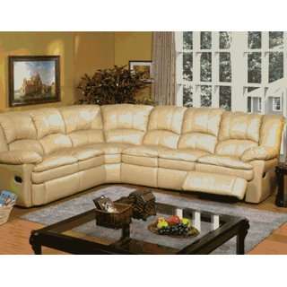 pc Tan leather sectional sofa set with recliner ends  
