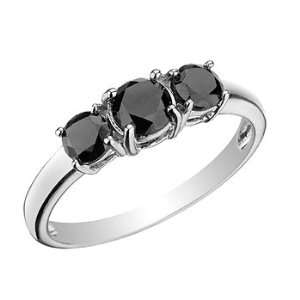  0.55 Black Diamond Trilogy Engagement Ring 14k Gold 
