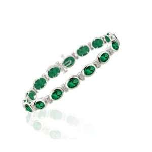  0.32 Cts Diamond & 9.92 Cts Emerald Eternity Bracelet in 