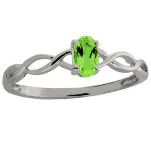  0.26 Ct Oval Green Genuine Peridot Sterling Silver Ring 