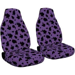  2 black and purple cow car seat covers, for a 2002 Honda 