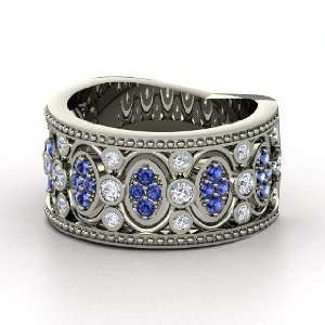 Renaissance Band, Palladium Ring with Diamond & Sapphire