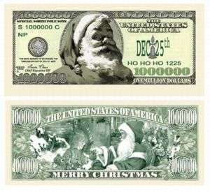 25 Santa Claus Christmas Holiday Fake Money Bills  