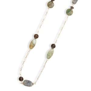 33 Inch Multistone Necklace with multishape iolite, kyanite and barrel 