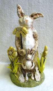 Primitive Folk Art Mother Baby Bunny K M Hammerschmidt  